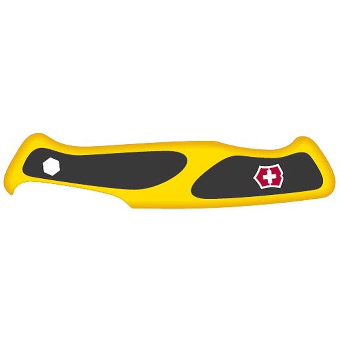Передняя накладка для ножей VICTORINOX 130 мм, нейлоновая, жёлто-чёрная для нанесения логотипа