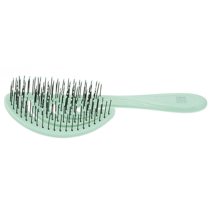 Щетка Dewal Beauty серия "Ocean wave", продувная, с нейлоновым штифтом, форма волна, зеленая для нанесения логотипа
