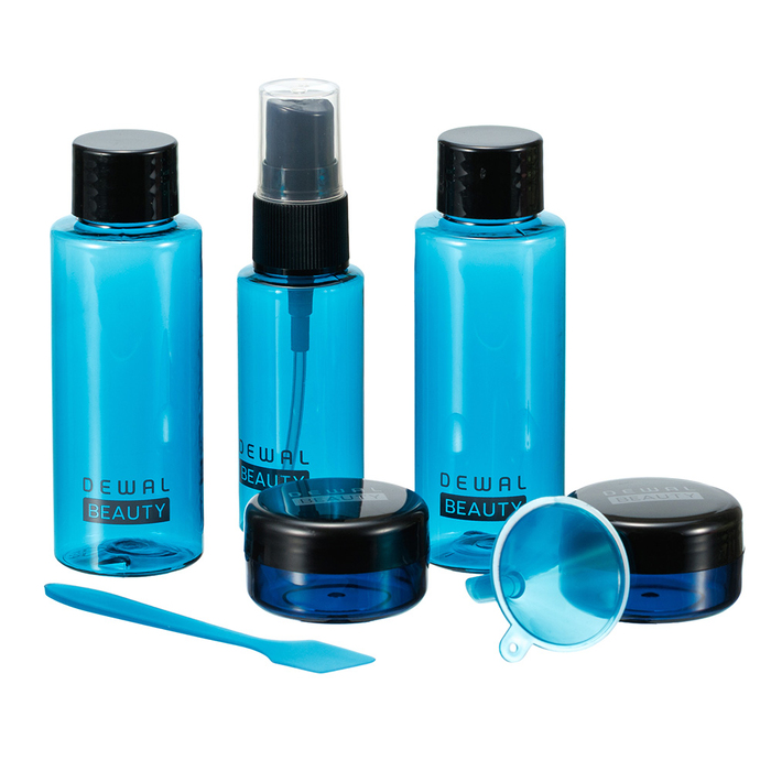 Дорожный набор баночек для путешествий Dewal Beauty, морская волна,7пр. для нанесения логотипа