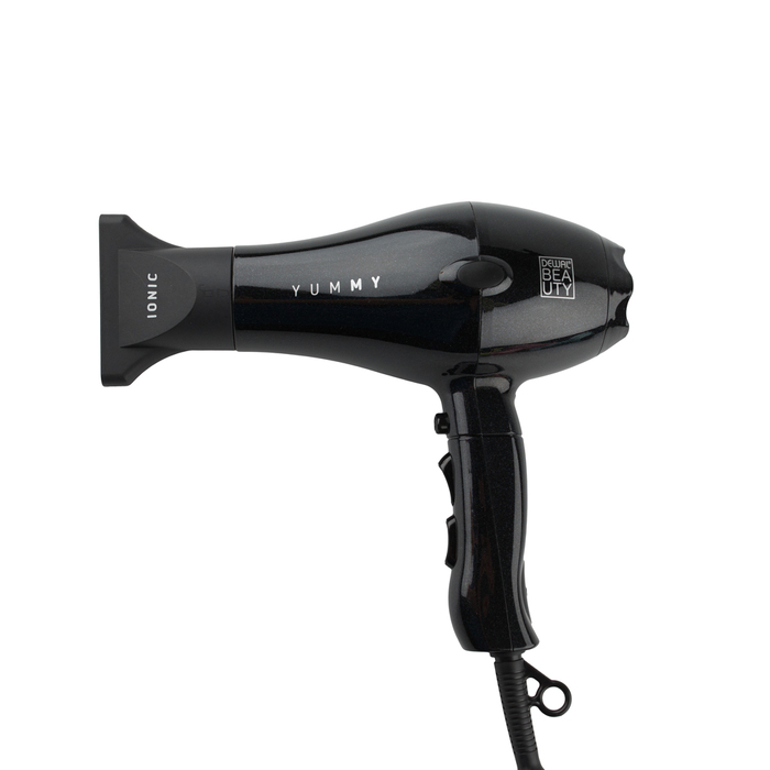 Фен DEWAL BEAUTY YumMy Black, чёрный, 2000 Вт, ионизация, 1 насадка для нанесения логотипа