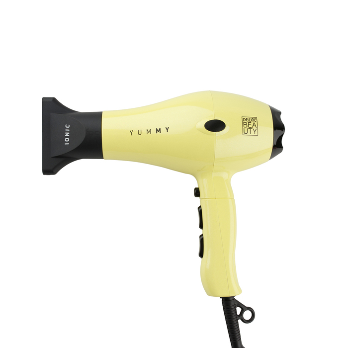 Фен DEWAL BEAUTY YumMy Yellow, жёлтый, 2000 Вт, ионизация, 1 насадка для нанесения логотипа