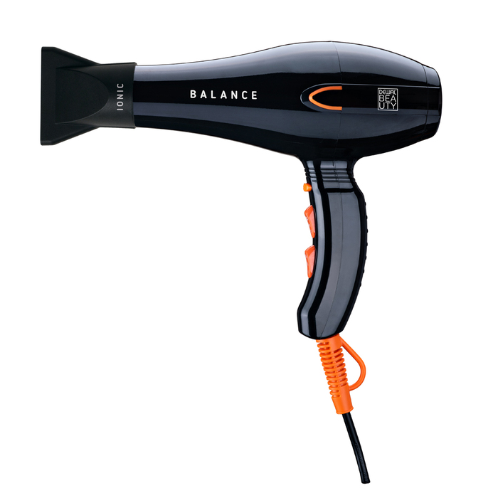 Фен DEWAL BEAUTY Balance Black, чёрный, 2200 Вт, ионизация, 1 насадка для нанесения логотипа