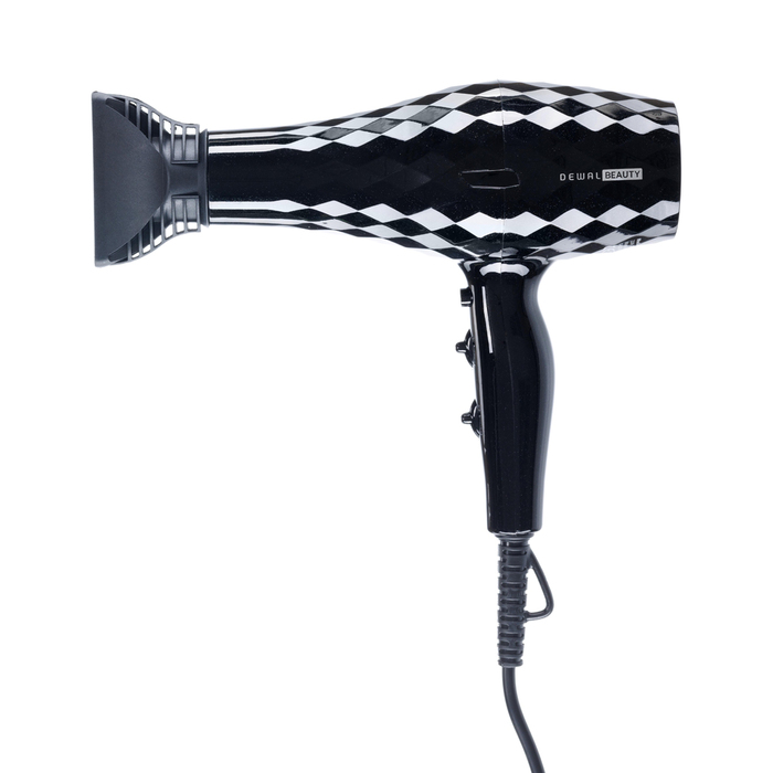 Фен DEWAL BEAUTY Diamond Black, черный, 2200 Вт, 1 насадка для нанесения логотипа