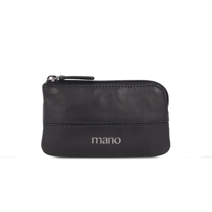 Ключница Mano "Don Romeo" с RFID защитой, натуральная кожа в чёрном цвете, 11,5 х 1 х 6,5 см для нанесения логотипа