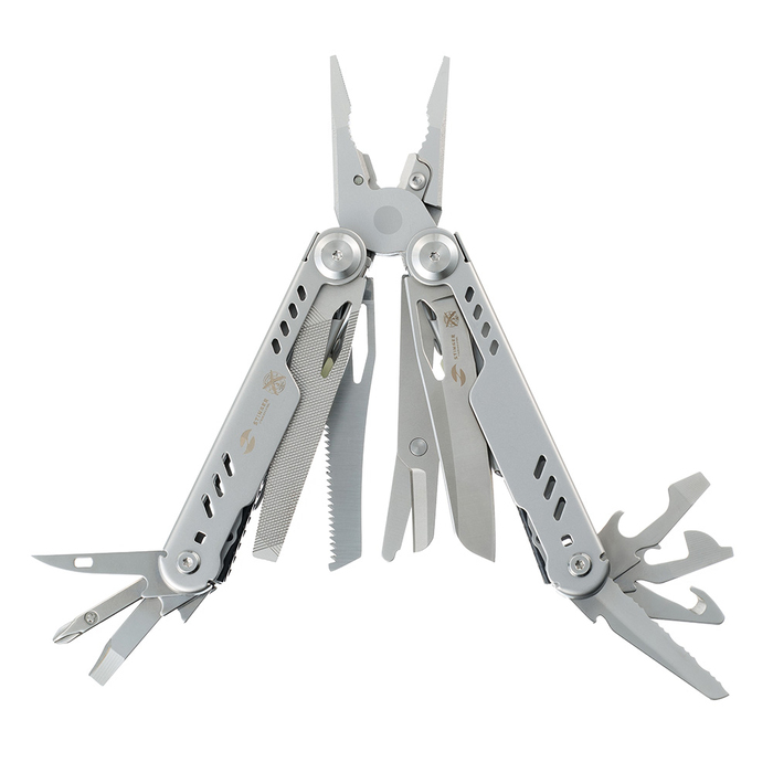 Мультитул Stinger, 110 х 27 мм, 21 функция, сталь, серебристый, в картонной коробке, в комплекте нейлоновый чехол для нанесения логотипа