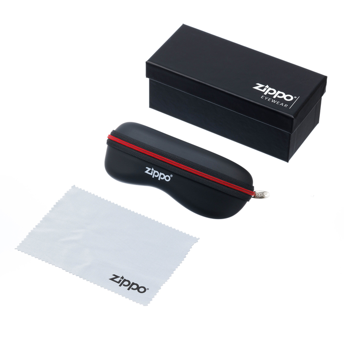 Подарочный набор для очков Zippo: картонная коробка, чехол и салфетка из микрофибры для нанесения логотипа
