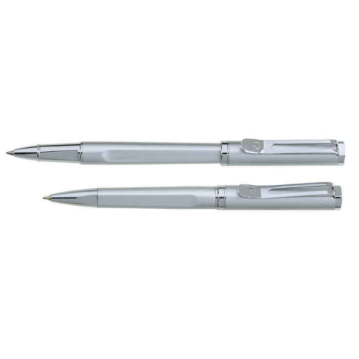 Набор Pierre Cardin коллекция «ПАРА | PEN&PEN» : ручка шариковая + роллер. Цвет - серебристый. Упаковка Е. для нанесения логотипа