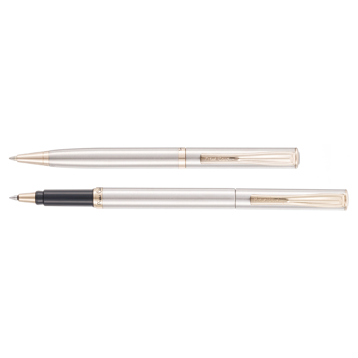 Набор Pierre Cardin коллекция «ПАРА | PEN&PEN» : ручка шариковая + роллер. Цвет - стальной. Упаковка Е или E-1 для нанесения логотипа