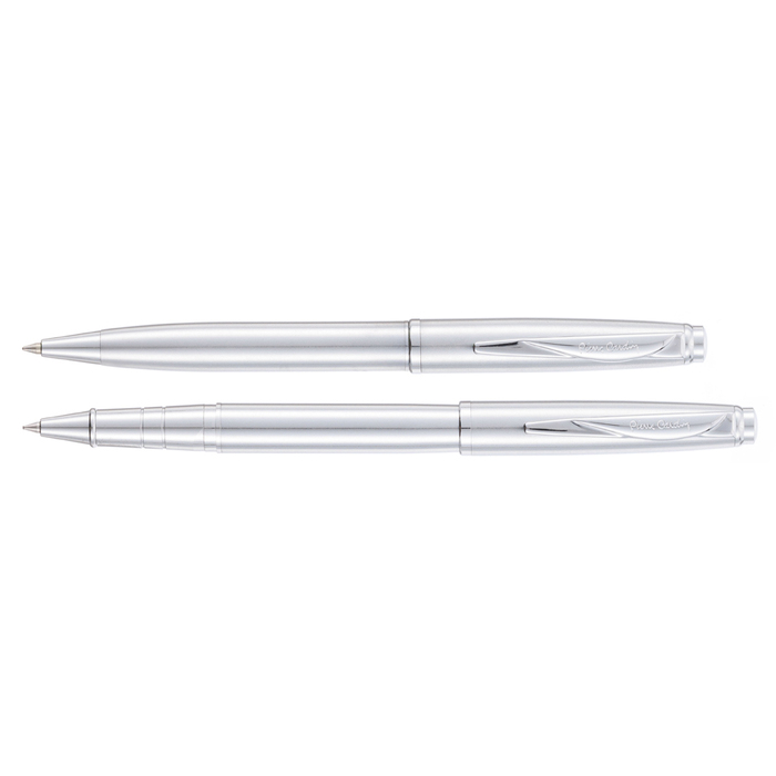 Набор Pierre Cardin коллекция «ПАРА | PEN&PEN» : ручка шариковая + роллер. Цвет - стальной. Упаковка Е. для нанесения логотипа