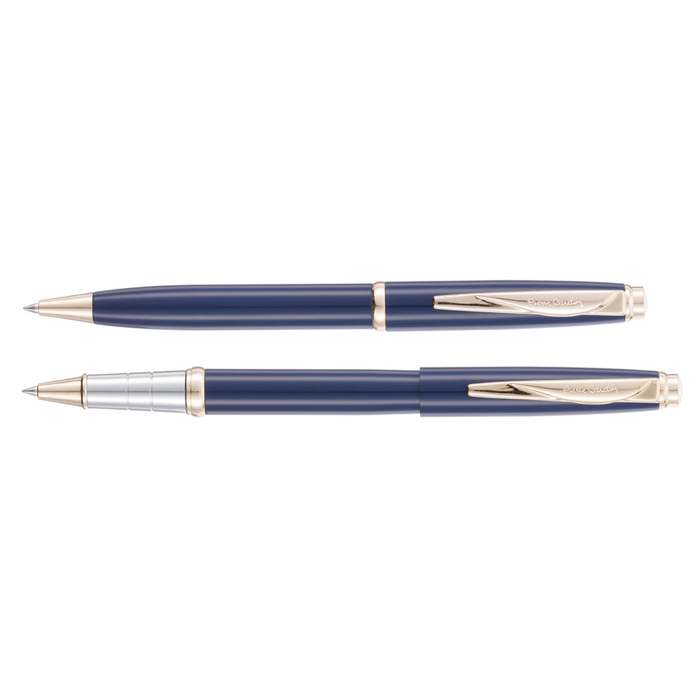 Набор Pierre Cardin коллекция «ПАРА | PEN&PEN» : ручка шариковая + роллер. Цвет - синий. Упаковка Е. для нанесения логотипа