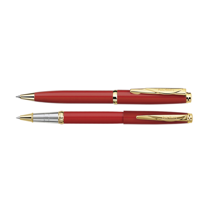 Набор Pierre Cardin коллекция «ПАРА | PEN&PEN» : ручка шариковая + роллер. Цвет - красный.Упаковка Е. для нанесения логотипа