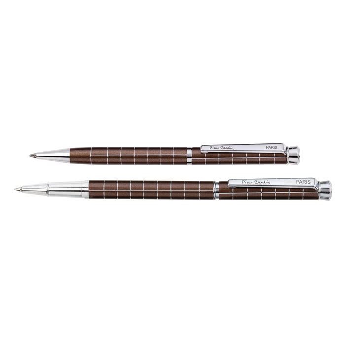 Набор Pierre Cardin коллекция «ПАРА | PEN&PEN» : ручка шариковая + роллер. Цвет - коричневый. Упаковка Е. для нанесения логотипа