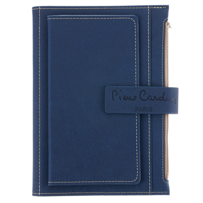 Записная книжка Pierre Cardin в обложке, синяя, 21,5 х 15,5, 3,5 см для нанесения логотипа