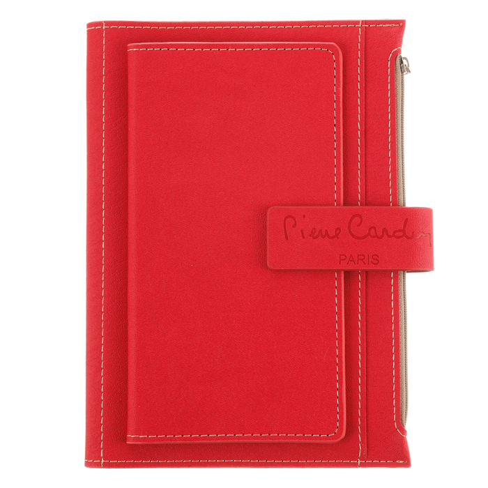 Записная книжка Pierre Cardin в обложке, красная, 21,5 х 15,5, 3,5 см для нанесения логотипа