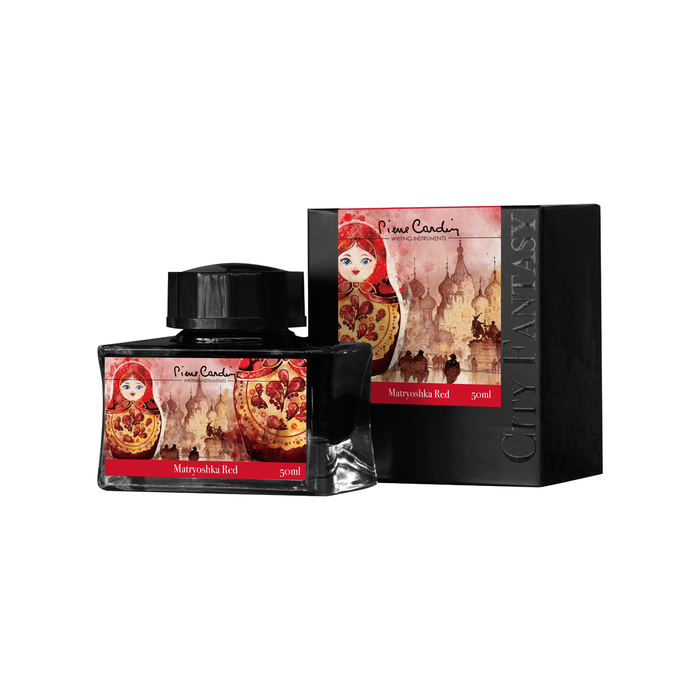 Флакон чернил Pierre Cardin 50мл, коллекция «ГОРОДСКАЯ ФАНТАЗИЯ | CITY FANTASY» цвет Matryoshka Red (Красная Матрешка) для нанесения логотипа
