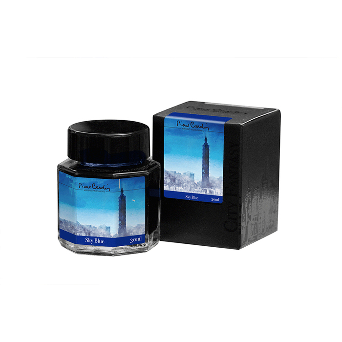Флакон чернил Pierre Cardin 30мл, коллекция «ГОРОДСКАЯ ФАНТАЗИЯ | CITY FANTASY» цвет Sky Blue (Синий Небесный) для нанесения логотипа