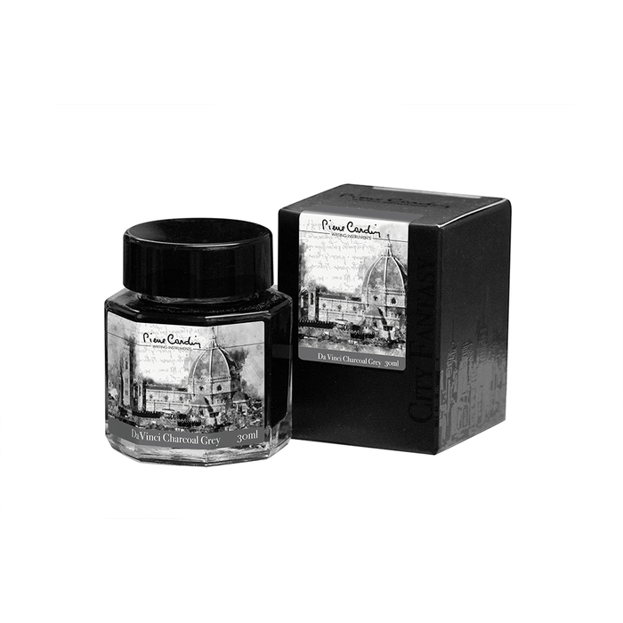 Флакон чернил Pierre Cardin 30мл, коллекция «ГОРОДСКАЯ ФАНТАЗИЯ | CITY FANTASY» цвет Da Vinci Charcoal Grey (Серый да Винчи) для нанесения логотипа