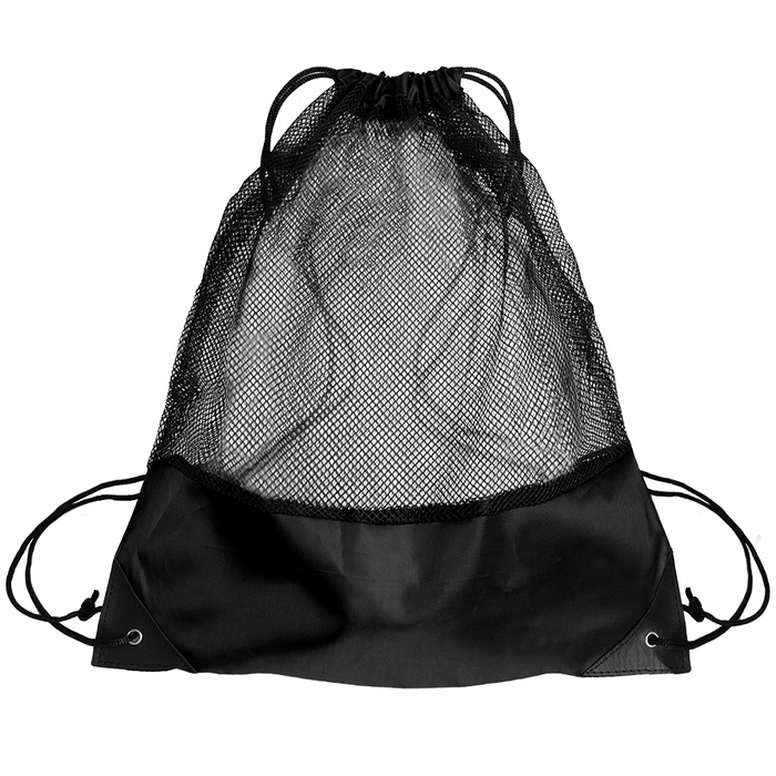 Рюкзак мешок с укреплёнными уголками Mesh, чёрный, 35*41 см, полиэстер 210D для нанесения логотипа