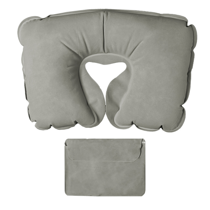 Подушка надувная дорожная WAY в футляре; серый; 43,5х27,5 см; для нанесения логотипа