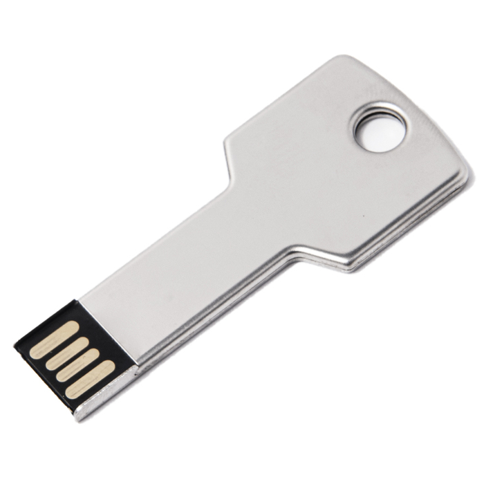USB flash-карта KEY (8Гб), серебристая, 5,7х2,4х0,3 см, металл для нанесения логотипа
