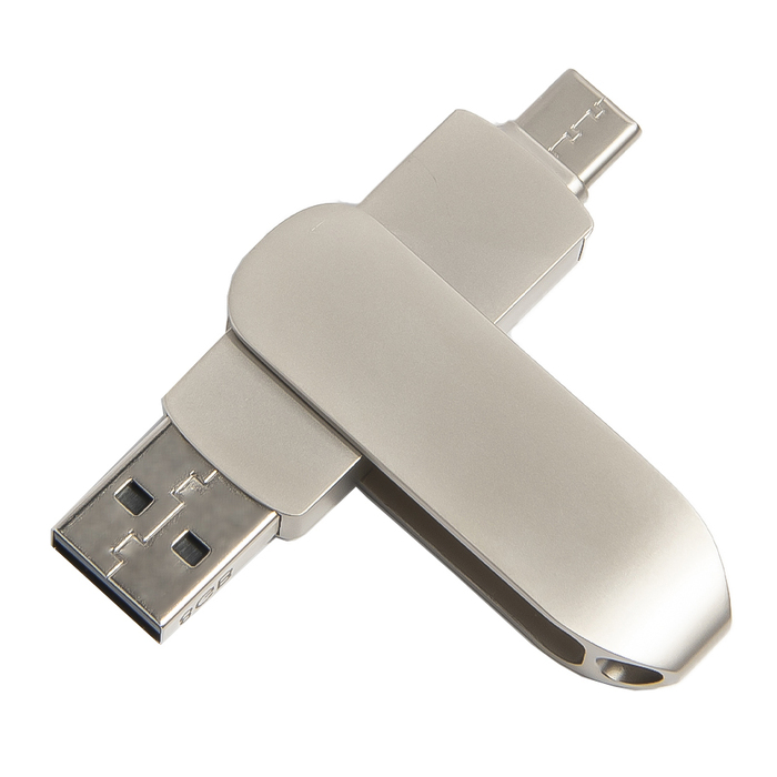 USB flash-карта CIRCLE OTG Type-C (8Гб), серебристая, 6,5х1,5х0,82 см, металл для нанесения логотипа