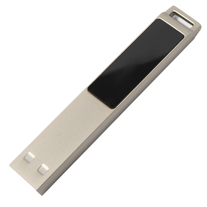 USB flash-карта LED с белой подсветкой (32Гб), серебристая, 6,6х1,2х0,45 см, металл для нанесения логотипа