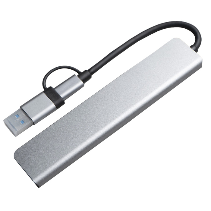 USB-хаб ROOT 8 в 1, серый, алюминий для нанесения логотипа