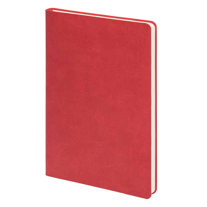 Бизнес-блокнот FUNKY, 130*210 мм, красный, желтый форзац, мягкая обложка, блок-линейка для нанесения логотипа