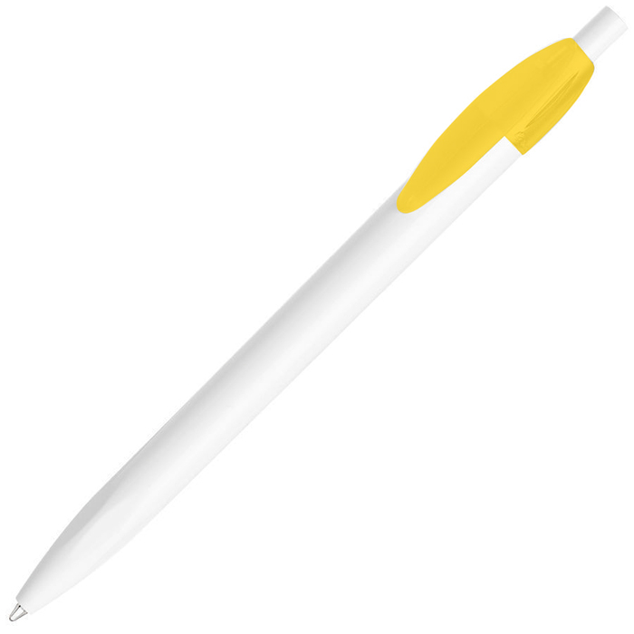 Ручка шариковая X-1 WHITE, белый/желтый непрозрачный клип, пластик для нанесения логотипа