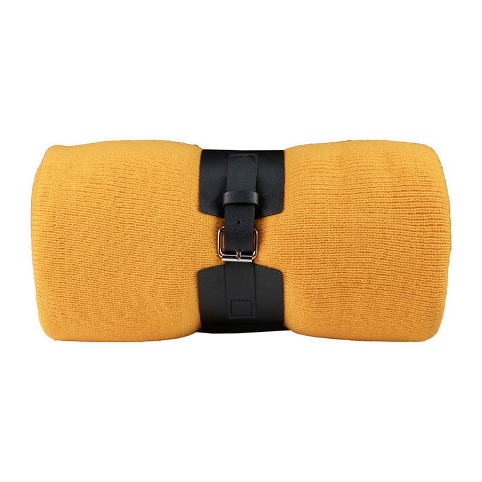 Плед "Belt"; жёлтый; 130 х 180 см; 100% акрил, с поясом для нанесения логотипа
