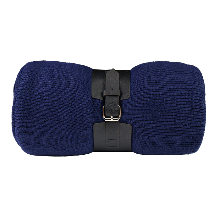 Плед "Belt"; т.синий; 130 х 180 см; 100% акрил, с поясом для нанесения логотипа