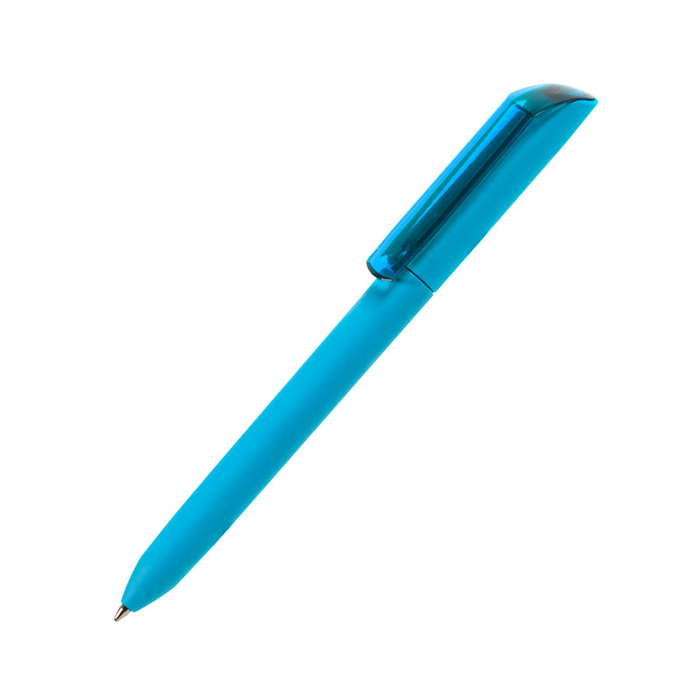 Ручка шариковая FLOW PURE c покрытием soft touch и прозрачным клипом для нанесения логотипа