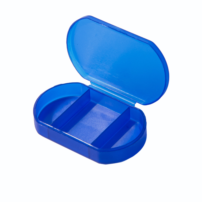 Витаминница TRIZONE, 3 отсека; 6 x 1.3 x 3.9 см; пластик, синяя для нанесения логотипа