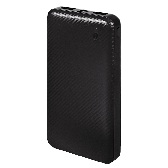 Универсальный аккумулятор Rib 10 (10000 мАч), черный, 13,5х6.8х1,5 см для нанесения логотипа