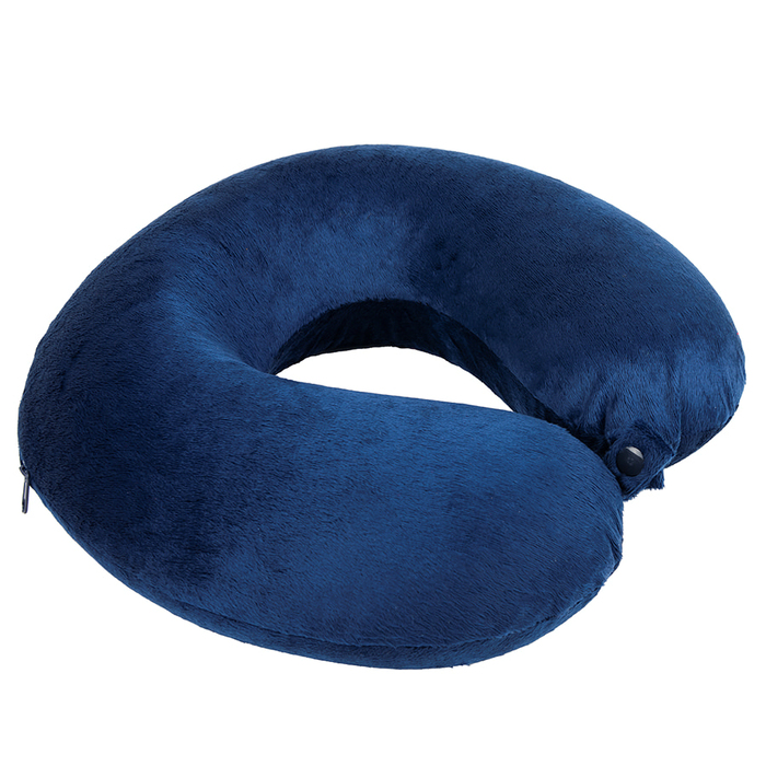 Подушка дорожная "SOFT"; memory foam, микрофибра синий для нанесения логотипа