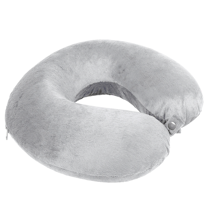 Подушка дорожная "SOFT"; memory foam, микрофибра,серый для нанесения логотипа