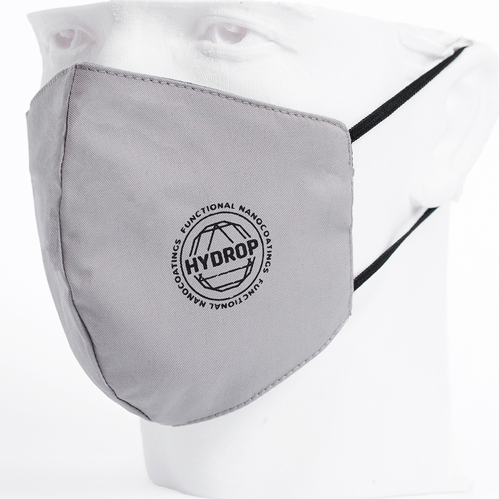 Бесклапанная фильтрующая маска RESPIRATOR 800 HYDROP серая с логотипом в фирменном пакете для нанесения логотипа