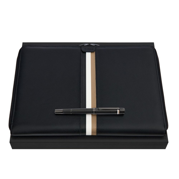 Набор HUGO BOSS BLACK (роллер-ручка и папка для конференций формата A4) для нанесения логотипа