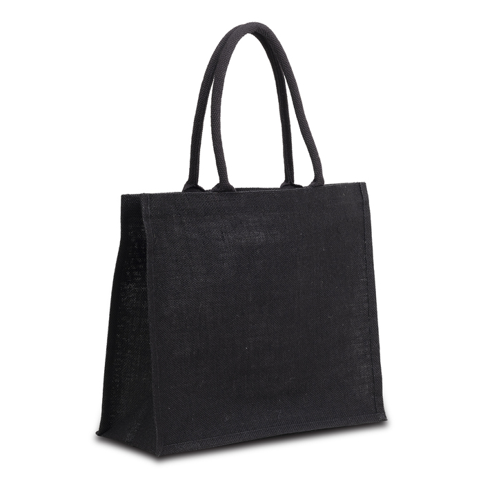 Сумка-шоппер из джута Nice Shopper, черная для нанесения логотипа