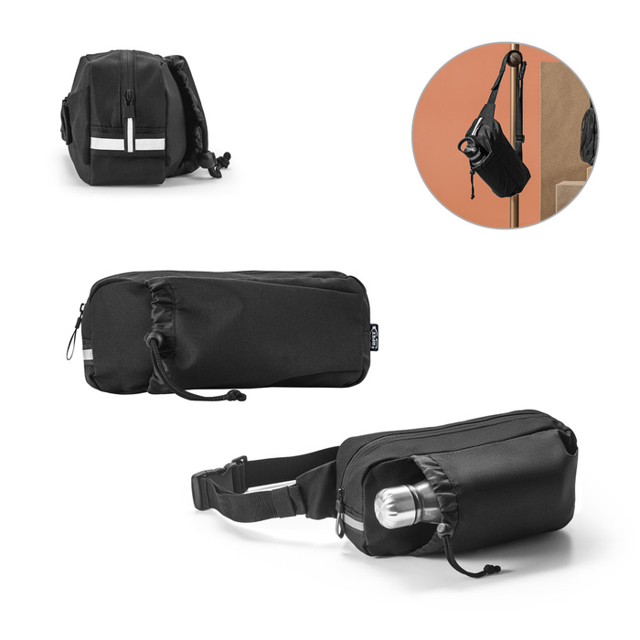 DELFOS POUCH. Поясная сумка из переработанного полиэстера 300D и 600D с отражающими элементами. для нанесения логотипа