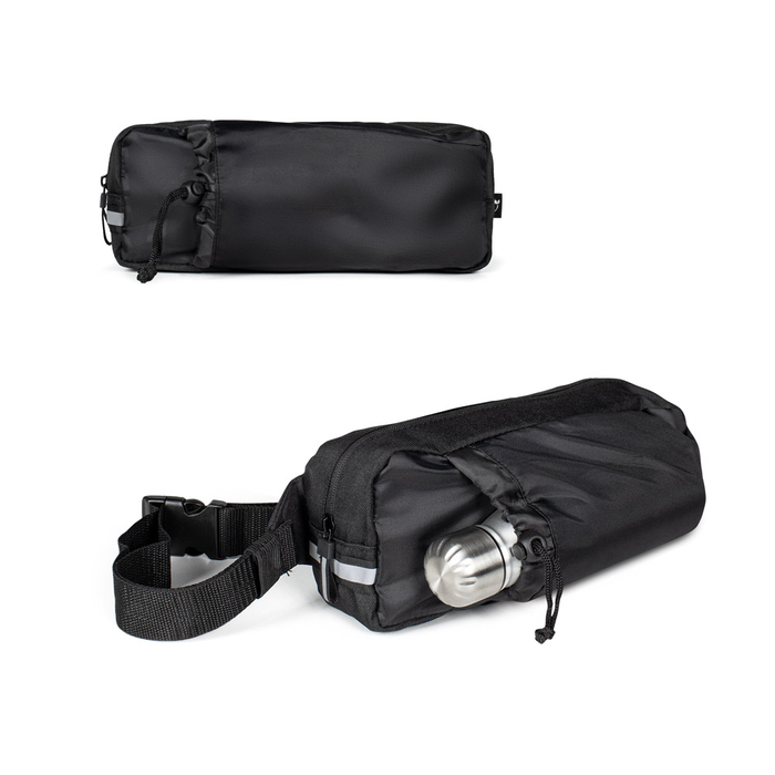 DELFOS POUCH SHINY. Поясная сумка из переработанного полиэстера 300D (с блестящей отделкой) и 600D с отражающими элементами. для нанесения логотипа