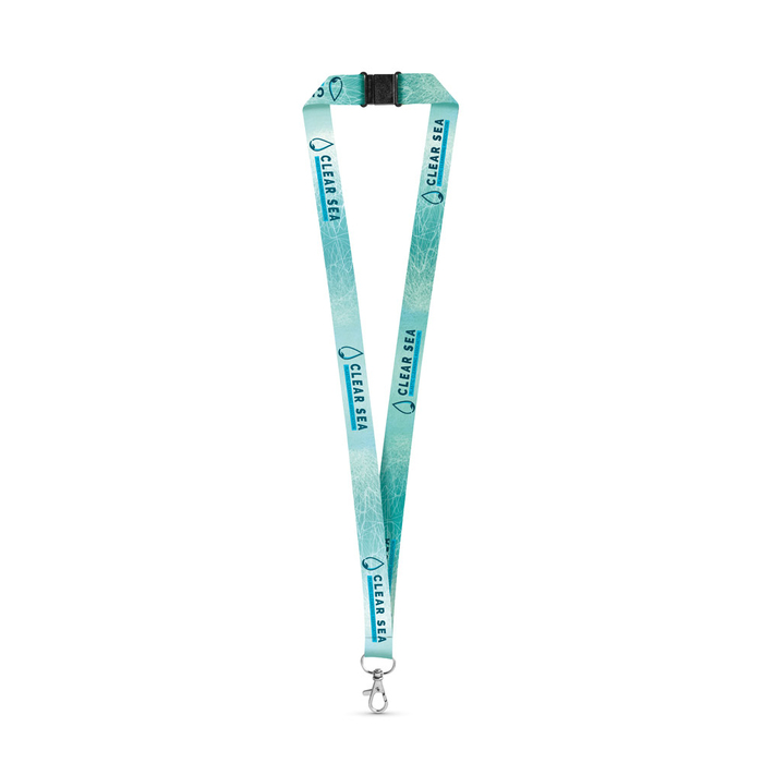 Ланьярд DOVER. SET SUBLIMATION Long II (20 мм) из переработанного полиэстера (100% rPET) с крючком-триггером 20 мм и предохранительной застежкой для нанесения логотипа