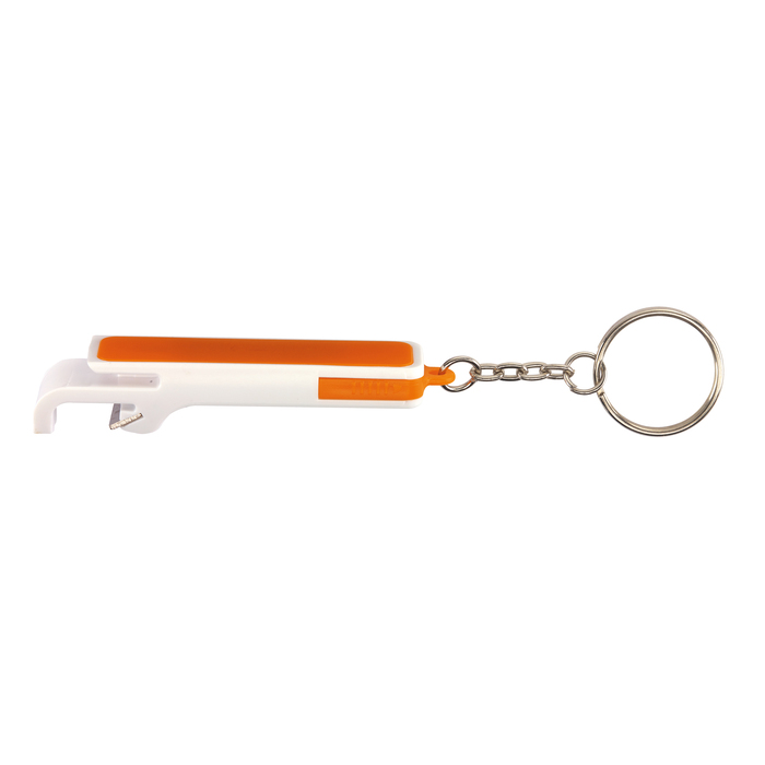 Брелок DOUBLE OPEN, оранжевый, белый для нанесения логотипа