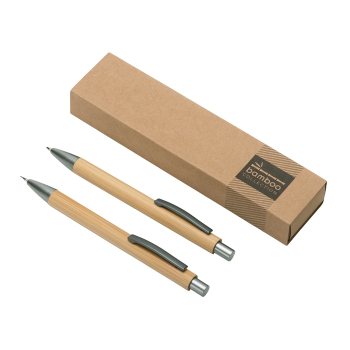 Подарочный набор «Tender bamboo» с шариковой ручкой и механическим карандашом из бамбука для нанесения логотипа