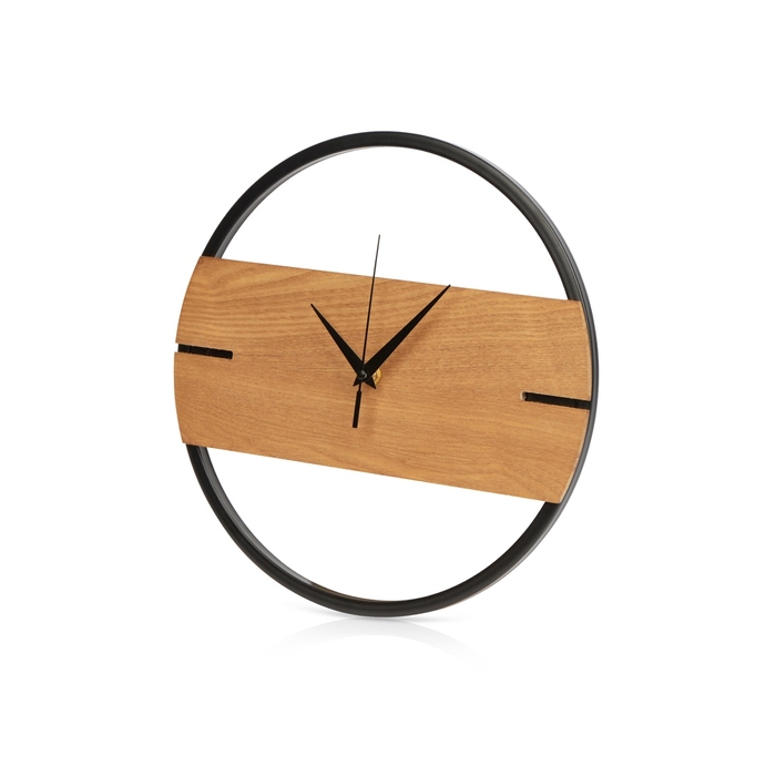 Деревянные часы с металлическим ободом «Time Wheel» для нанесения логотипа