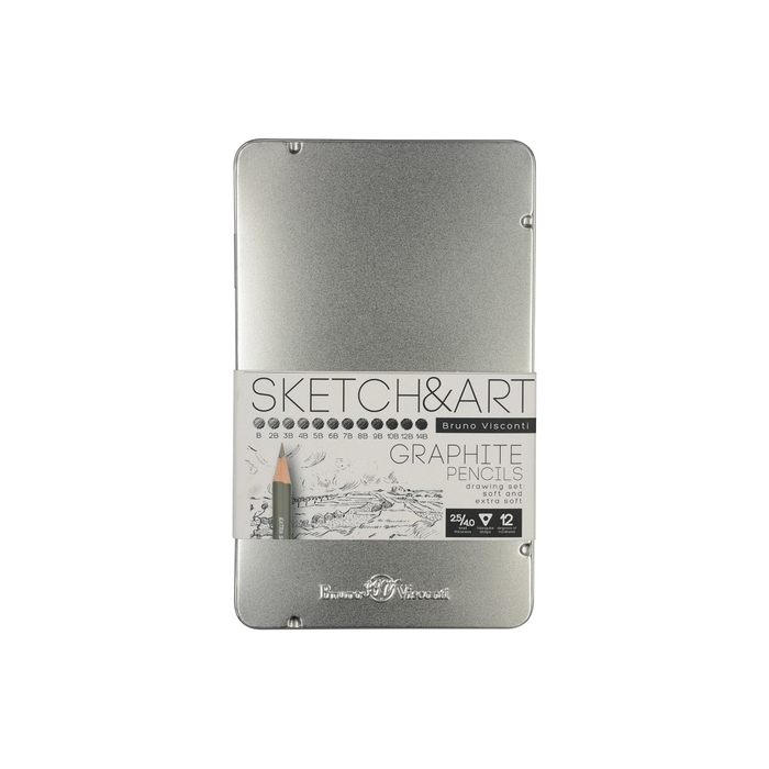 Набор из 12 чернографитовых карандашей «Sketch & Art» В - 14В для нанесения логотипа