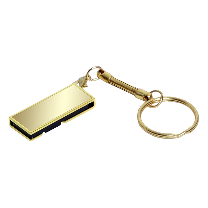 USB 2.0- флешка на 16 Гб с поворотным механизмом и зеркальным покрытием для нанесения логотипа