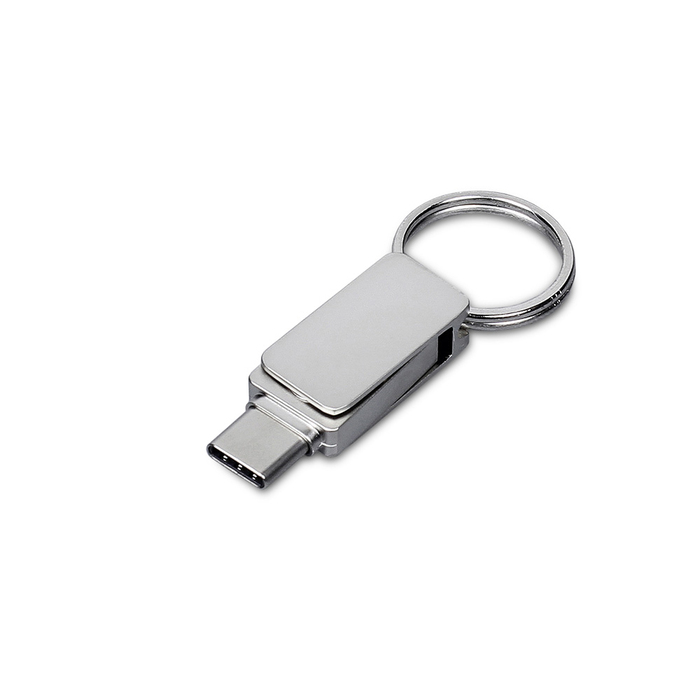 USB 2.0- флешка «Mercury» на 16 Гб с поворотным механизмом и дополнительным разъемом Type-C для нанесения логотипа