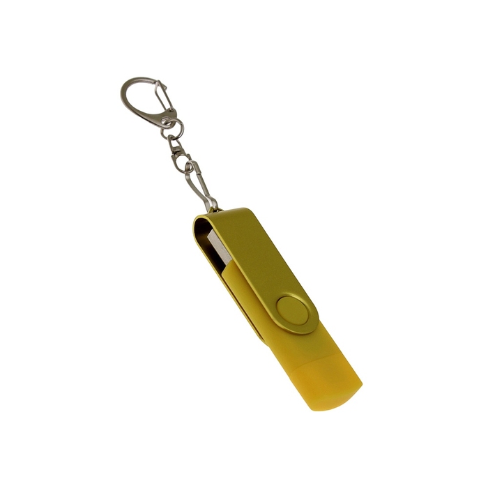 USB 2.0- флешка на 16 Гб с поворотным механизмом и дополнительным разъемом Type-C для нанесения логотипа