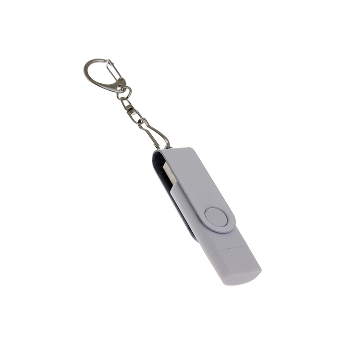 USB 2.0- флешка на 16 Гб с поворотным механизмом и дополнительным разъемом Type-C для нанесения логотипа